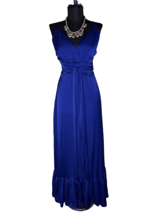 Minuet Dresses & Skirts - Minuet royal blue cocktail maxi dress fit flare ruched waist low sexy back sz L
